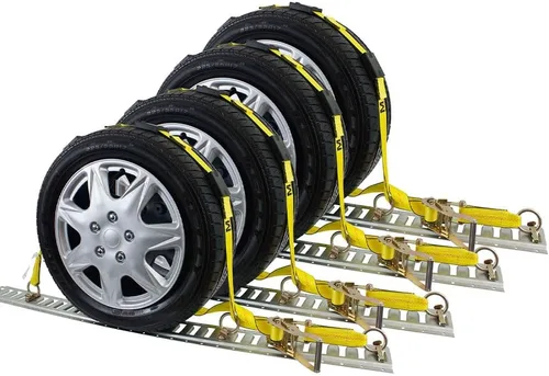 Vista 11 de Mytee Products 2" x 10' correas de neumáticos E Track - Correas de rueda de carraca con ajustes E-Track para pasar por encima del neumático