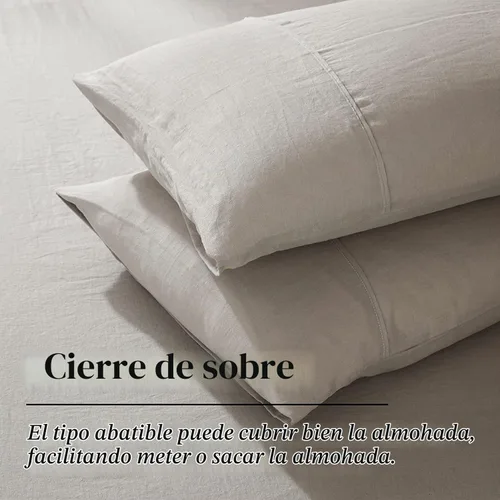 Vista 3 de Ivellow Juego de funda de edredón de 100 % lino francés puro lavado, natural, suave, transpirable y que absorbe la humedad, 3 piezas