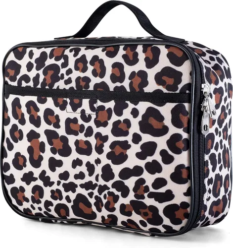 Vista 15 de Lonchera infantil de Fenrici, para niñas, adolescentes, mujeres, bolsa de almuerzo aislada, compartimentos de lados suaves, espaciosos, sin BPA Negro