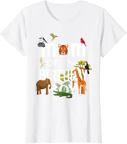 Vista 24 de Camiseta de fiesta de animales con temática de zoológico para niño de cumpleaños, Negro