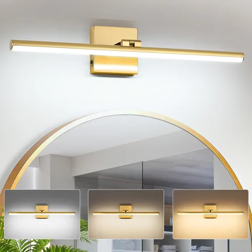 Vista 23 de Lámpara LED para tocador de baño, moderna lámpara de baño sobre el espejo (blanco frío 6000 K), barra de luz de tocador con ángulo ajustable, 24