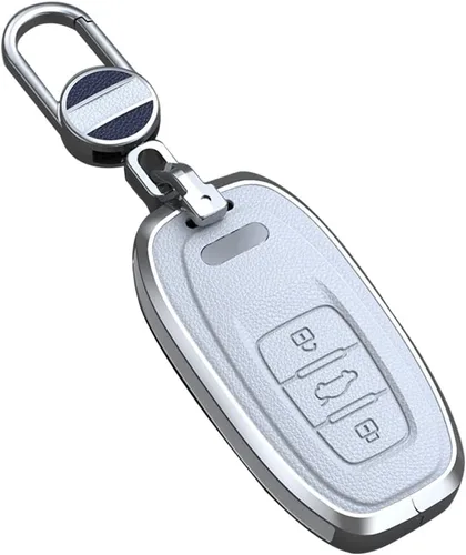 Vista 13 de ontto Funda de cuero para llavero con control remoto, protección completa para Audi A4 Q7 Q5 TT A3 A6 (negro, tipo A)