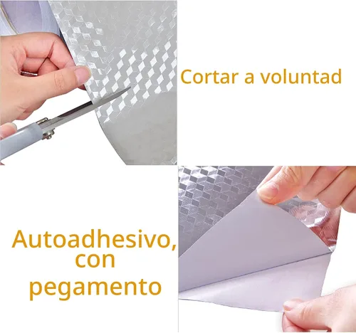 Vista 2 de Snkxu Papel Tapiz de Cocina Resistente al Aceite Adhesivo Protector contra Salpicaduras de Papel de Aluminio Autoadhesivo Plateado Forro de Gabinete