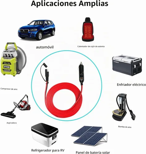 Vista 5 de SinLoon Cable de cargador de batería SAE para encendedor de cigarrillos, enchufe de encendedor de cigarrillos de 12 V 15 A a prueba de agua SAE