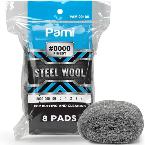 Vista 10 de PAMI #0 - Estropajos de lana de acero de grado fino mediano, paquete de 8, almohadillas de limpieza reutilizables antiarañazos para cocina y baño