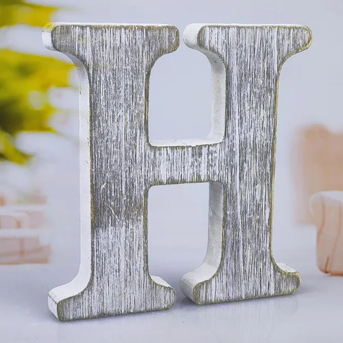 Vista 16 de Letras de madera rústica sin terminar de 8 pulgadas para decoración de pared, letras decorativas de pie en rodajas, decoración de tablero