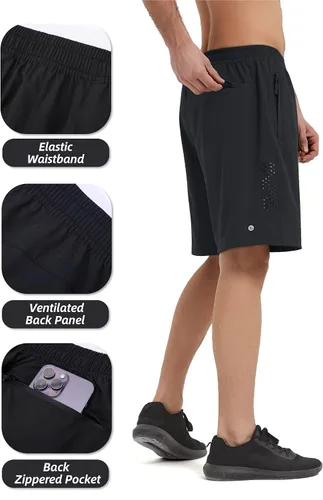 Vista 4 de Pantalones cortos deportivos para hombre, pantalones cortos de entrenamiento para correr, tenis, gimnasio, 5, 7, 9 pulgadas, cómodos, ligeros, 3