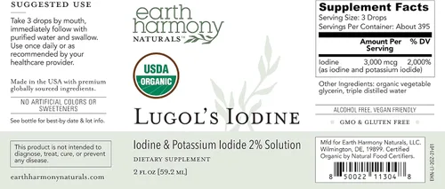 Vista 2 de Earth Harmony - Solución orgánica de yodo de Lugol al 2% y clorofila líquida, 2 onzas líquidas cada uno