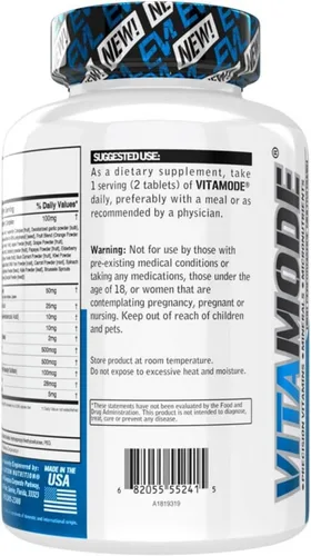 Vista 2 de EVL Advanced Daily Multivitamin - Multivitamínico diario avanzado para hombres con minerales esenciales, complejo de fitonutrientes y VitaMode