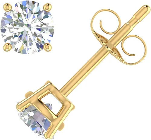 Vista 2 de Aretes de diamante con 4 puntas de 38 a 0.70 quilates en oro de 14 quilates, con certificación IGI