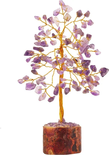 Vista 8 de FASHIONZAADI Árbol de dinero bonsái de amatista, árbol de dinero de cristal Feng Shui, piedras preciosas de chakras, cristales curativos de buena