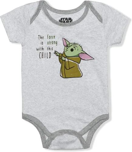 Vista 4 de STAR WARS Baby Yoda - Paquete de 3 mamelucos para bebés y bebés, grisnegroverde