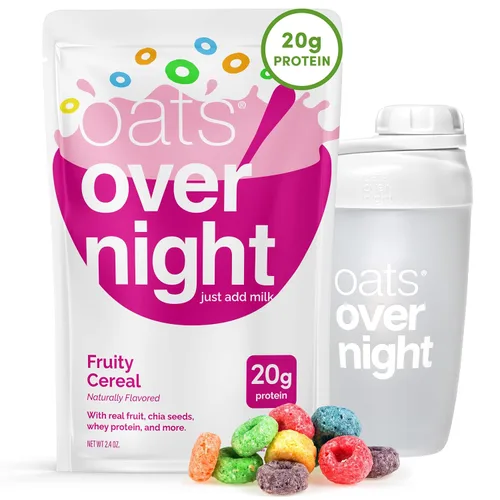 Vista 8 de Oats Overnight Fruity Cereal - Avena durante la noche con 0.71 onzas de proteína, batido de proteína de desayuno alto en fibra, avena sin gluten