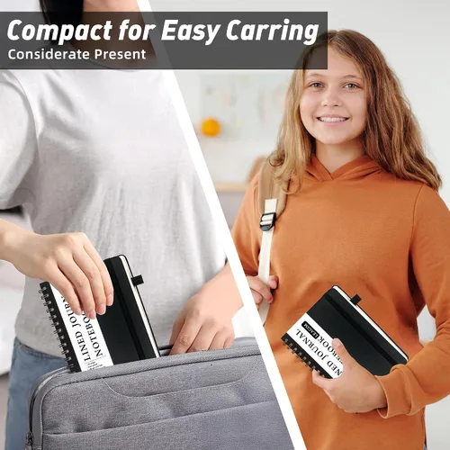 Vista 7 de LEAGIM Cuaderno rayado en espiral para mujeres y hombres, cuaderno de tapa dura con rayas universitarias para trabajo y toma de notas, diarios