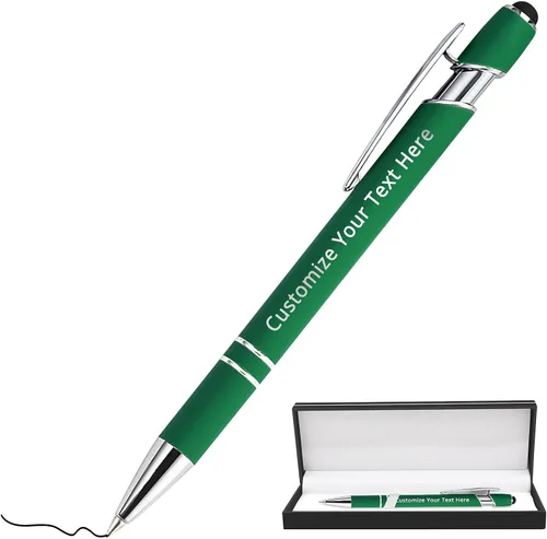 Vista 13 de Aolun Bolígrafo personalizado, bolígrafo grabado personalizado con lápiz capacitivo, 12 unidades, metal suave al tacto, introduce el nombre, Naranja