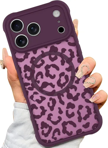 Vista 13 de AIGOMARA - Carcasa magnética para iPhone 11, diseño de leopardo negro
