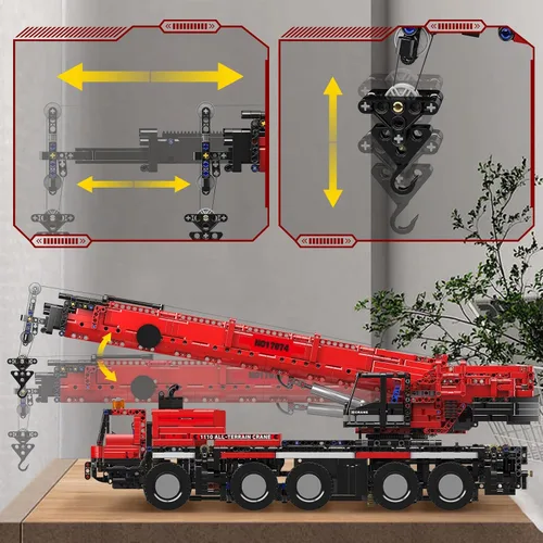 Vista 3 de Mould King 17074 Engineering LTM Crane: Modelos de máquina de grúa de construcción con control remoto todo terreno perfectos para entusiastas
