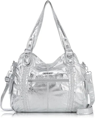 Vista 155 de Angel Barcelo - Bolsa de hombro amplia para mujer, diseño Hobo, cuero lavado