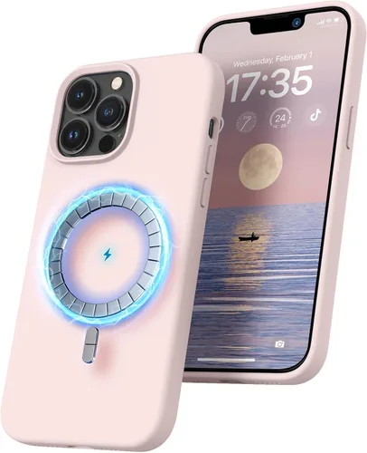 Vista 9 de RIZUS - Funda de silicona magnética para iPhone 13 Pro Max [compatible con MagSafe], funda delgada con forro de microfibra antiarañazos, a prueba