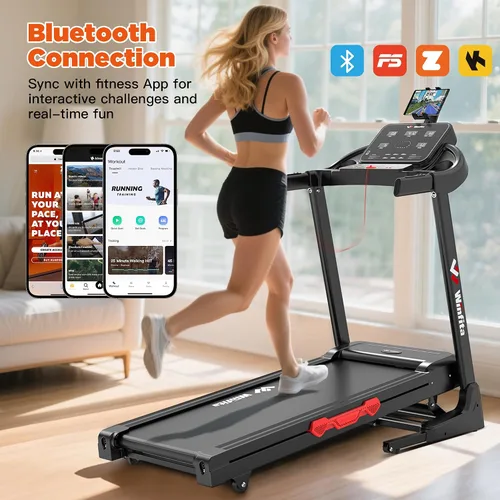 Vista 9 de 3.5HP Folding Treadmill Auto Incline, 300lbs, 8MPH, 17" Belt,64 Programs