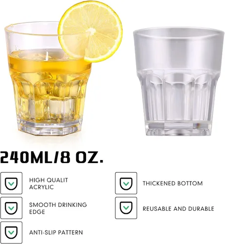 Vista 4 de Meanplan Juego de 24 vasos acrílicos reutilizables para beber agua, apilables, inastillables, irrompibles, vasos de agua para bebidas de jugo