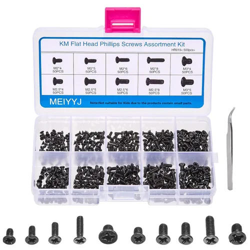 Vista 8 de Juego de tornillos para portátil de 720 piezas, kit de tornillos de repuesto para computadora, M1.4, M1.7, M2, M2.5, M3 cabeza plana avellanada