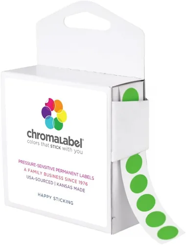 Vista 13 de ChromaLabel Kit de puntos verdes y rojos con código de color permanente de 1/2 pulgada, 2 cajas, 1000/caja