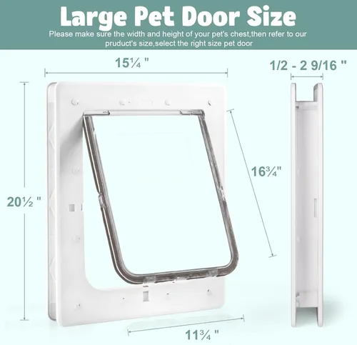 Vista 5 de Puerta grande para perro, puertas resistentes a la intemperie para perros de tamaño pequeño a XXXL u otras mascotas, mejorada y gruesa