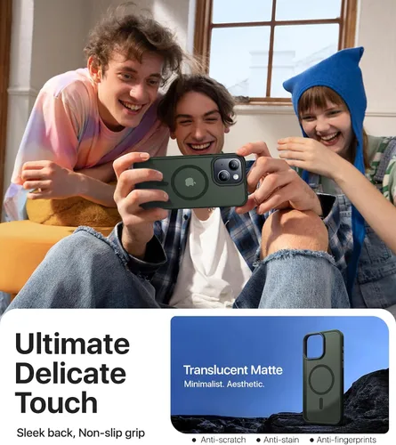 Vista 6 de CAHEJILU Funda magnética para iPhone 13 y iPhone 14 [compatible con MagSafe], [probada en caídas de grado militar de 10 pies], funda protectora a
