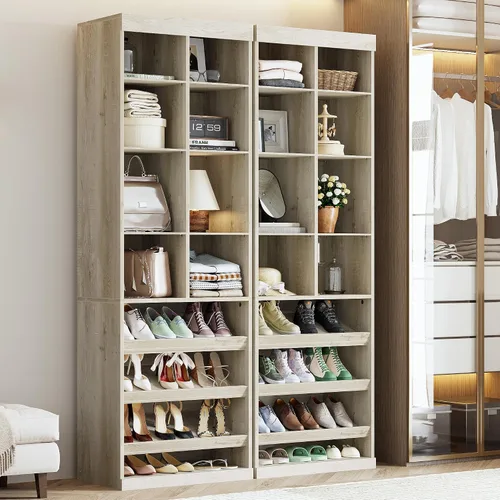 Vista 3 de IRONCK Organizador de zapatos de armario con estantes y cubículos, organizador de almacenamiento estrecho para zapatos, para dormitorio, entrada