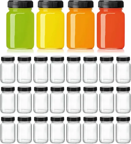 Vista 8 de KEYWING Paquete de 24 botellas de chupito pequeñas, tarros de vidrio de 4