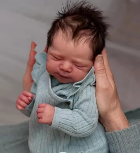 Vista 6 de Zero Pam Muñecas Bebé Reborn Realistas Niño 18 Pulgadas Niña Recién Nacida Realista Ojos Cerrados, Muñeca de Bebé Recién Nacido con Cuerpo de Tela