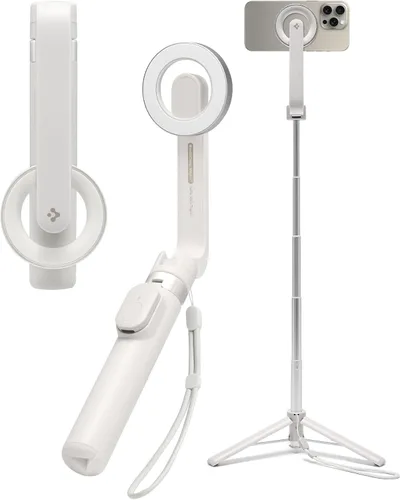 Vista 16 de Spigen Soporte de Trípode para Palo de Selfie con Control Remoto Bluetooth y Obturador, Extensible de 24", Compatible con MagSafe iPhone