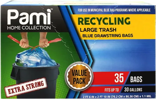 Vista 7 de PAMI Bolsas de basura altas con cordón de reciclaje para cocina, bolsas de basura de plástico extra fuertes, forros gruesos para cubos de basura