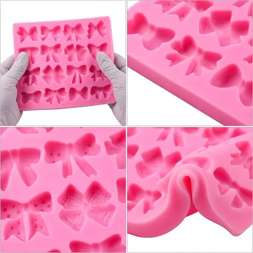 Vista 3 de 2 Pcs Bow Fondant Mold Bowknot Silicone Molds for Cake Decorating Baking