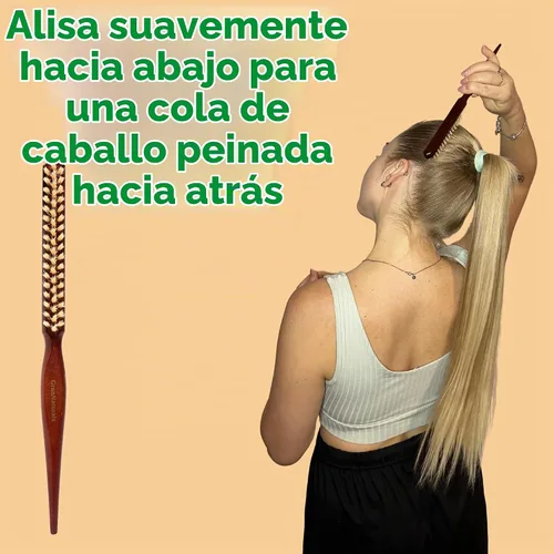 Vista 8 de GranNaturals Cepillo de cerdas de jabalí suave para cabello de espalda resbaladiza, peinado, control de bordes, suavizar los pelos de bebé