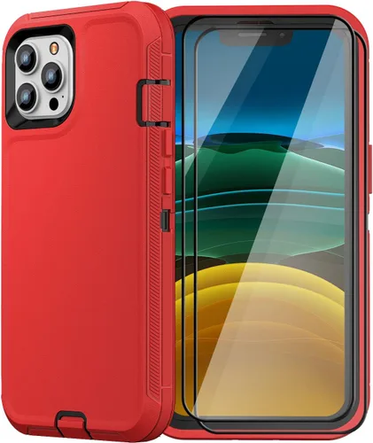 Vista 11 de Funda resistente para iPhone 11 Pro Max con 2 protectores de vidrio templado, grado militar, a prueba de golpes, color negro