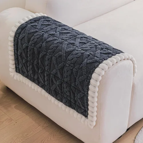 Vista 9 de Fundas de Reposabrazos de Sofá Antideslizantes, Funda Lavable de Respaldo de Sillón Suave, Fundas Gruesas y Peludas para Reposabrazos de Sofá