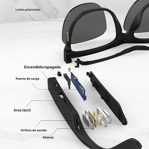 Vista 3 de Asixxsix Lentes inteligentes, con iless Bluetooth V5.0 EDR polarizadas con lente UV400, control táctil, gafas de sol deportivas con lente UV400