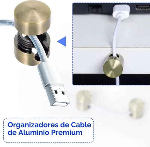 Vista 5 de SmallCat 3 juegos de soportes de cable de carga, anclaje de cable adhesivo, cobre antiguo Metal Cord Clips, Cable Anchor Holders, Adjustable Cable