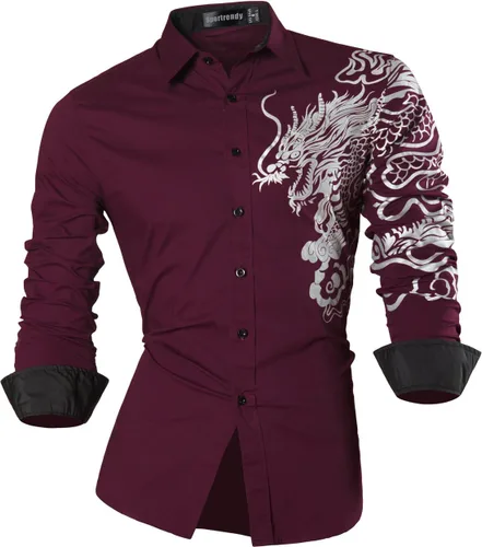 Vista 128 de JZS041, camisa de vestir de manga larga para hombre