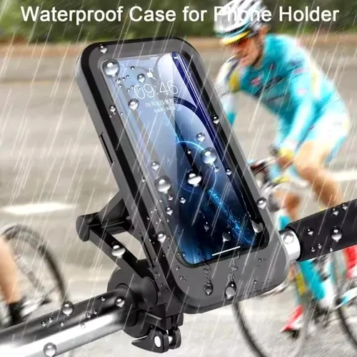 Vista 2 de Generic Soporte de teléfono impermeable, universal compatible con todos los teléfonos iPhone y Android, giro 360, accesorio seguro para manillar