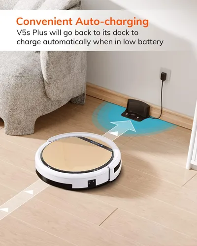 Vista 11 de ILIFE V5s Plus - Robot aspirador y trapeador combinado con Wi-Fi/App/Alexa, aspiradora robótica automática de carga automática, delgada