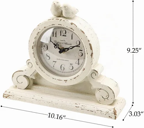 Vista 6 de NIKKY HOME Reloj de mesa vintage con diseño de pájaro, reloj de mesa