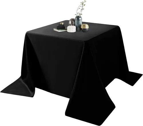 Vista 90 de Ascoza Paquete de 2 manteles cuadrados negros de tela de poliéster de 52 x 52 pulgadas para bodas, banquetes, restaurantes y fiestas