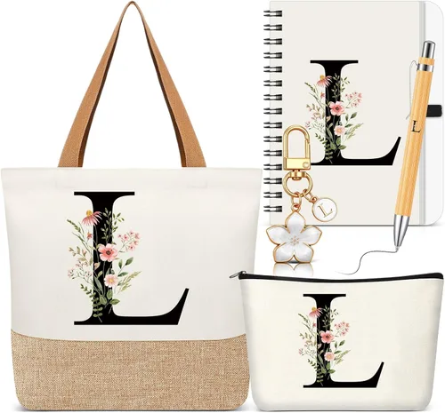 Vista 32 de Talltalk 5 piezas de bolsas de mano con iniciales, regalos para mujer Beige