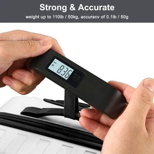 Vista 6 de travel inspira Báscula de equipaje, báscula digital de equipaje, báscula de equipaje, 110 libras110.2lbs, batería incluida, Báscula digital