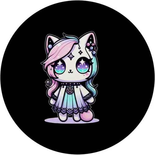 Vista 3 de Kawaii Pastel Cat Ouija Creepy Oculto Estético PopSockets Estándar PopGrip