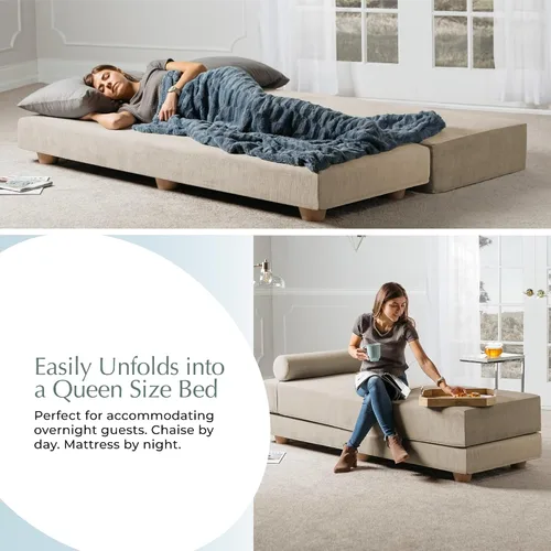 Vista 2 de Jaxx Alon Daybed - Tumbona plegable con colchón de espuma viscoelástica de primera calidad, tamaño Queen, fabricado en los Estados Unidos
