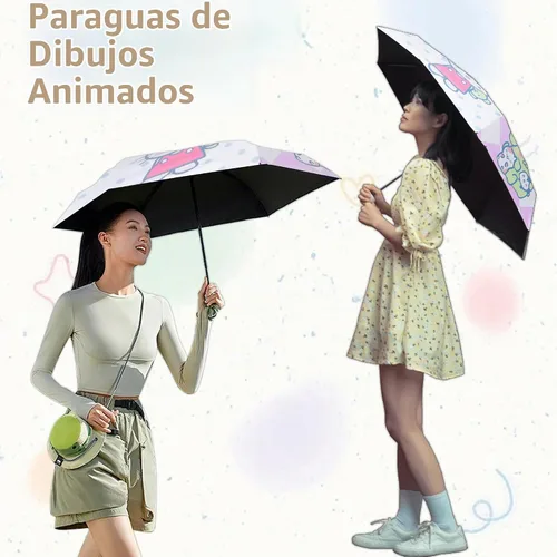 Vista 2 de Roffatide Paraguas de viaje plegable compacto de anime, con apertura automática, 8 costillas, resistente al viento, impermeable, protección contra